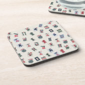 パステルバッジプラスチックコースター上の麻雀タイル コースター (左側)
