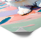 パステルバニーブリス – 抽象芸術ホワイトラビット ポスター (角)