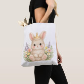 パステルバニー野花イラスト トートバッグ (クローズアップ)