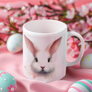 パステルバニー顔マグ:かわいい&居心地の良いピンクデザイン コーヒーマグカップ