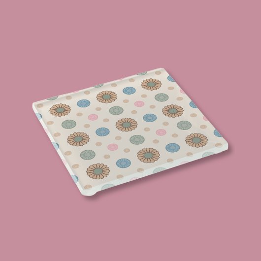 パステルバビロニアインスパイアフラルパターン ガラスコースター