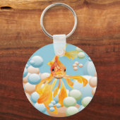 パステルバブル水に入った朱色の金魚 キーホルダー (正面)