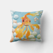 パステルバブル水に入った朱色の金魚 クッション (裏面)