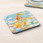 パステルバブル水に入った朱色の金魚 コースター (左側)