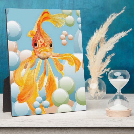 パステルバブル水に入った朱色の金魚 フォトプラーク (側面)