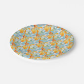 パステルバブル水に入った朱色の金魚 ペーパープレート (アングル)