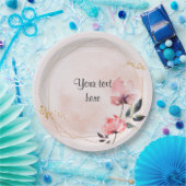 パステルバラと金ゴールドフレームエレガントテンプレートナプキン ペーパープレート (パーティー)