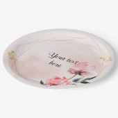 パステルバラと金ゴールドフレームエレガントテンプレートナプキン ペーパープレート (アングル)