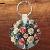 パステルバラのアイボリー，ピンク，ブルーキーチェーン キーホルダー (裏面)