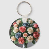 パステルバラのアイボリー，ピンク，ブルーキーチェーン キーホルダー (裏面)