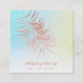 *~*パステルバラグラデーション金ゴールドパームブランチターコイズ スクエア名刺 (正面)