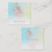 *~*パステルバラグラデーション金ゴールドパームブランチターコイズ スクエア名刺 (正面/裏面)