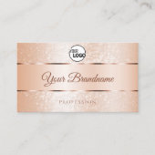 パステルバラコーラルきらめくグリッターロゴイニシャル 名刺 (正面)