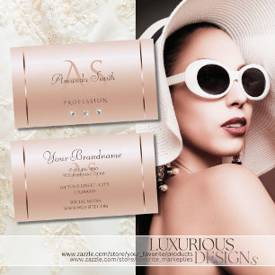 パステルバラコーラルシメリースパークルジュエリーイニシャル 名刺