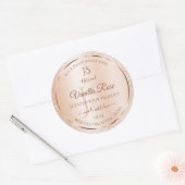 パステルバラサンゴグリッターイニシャル製品ラベル ラウンドシール (封筒)