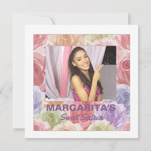 パステルバラフォト招待状 招待状 (正面)