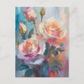 パステルバラモダン抽象芸術フローラアート ポストカード (正面)