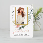 パステルバラユーカリフローラ写真卒業 箔招待状 (立ち正面)