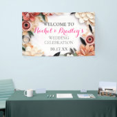 パステルバラ結婚ズグリーナリー紙クイリングフローラ 横断幕 (トレードショー)