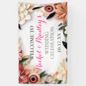 パステルバラ結婚ズグリーナリー紙クイリングフローラ 横断幕 (縦)