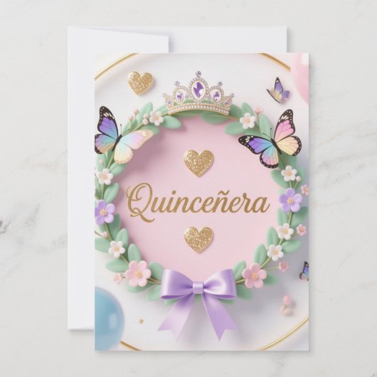 パステルバルーンと蝶のキンセアニエラ 招待状 (裏面)