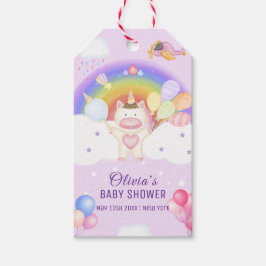 パステルバルーンユニコーンレインボーベビーシャワー ギフトタグ