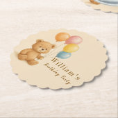 パステルバルーン付きテディベア紙コースター ペーパーコースター (アングル)