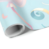 パステルバルーン及びカーリングリボンのラッピング紙 ラッピングペーパー (ロールコーナー)