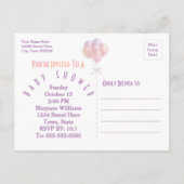 パステルバルーン赤ちゃんシャワー日付を保存 案内ポストカード (裏面)