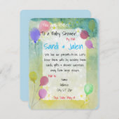 パステルバルーン赤ちゃんシャワー(郵便) 招待状 (正面/裏面)