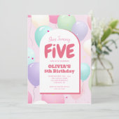 パステルバルーン5歳の誕生日 招待状 (スタンド正面)