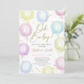 パステルバルーン ベビーシャワー 招待状 (スタンド正面)