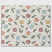 パステルパインホリーオーナメントクリスマス ラッピングペーパー (フラット)