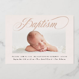 パステルパステルクロスワンフォトバプティスマバラ金ゴールド 箔招待状