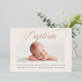 パステルパステルクロスワンフォトバプティスマバラ金ゴールド 箔招待状 (立ち正面)