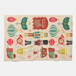 パステルパタかわいらしーンのナツクラッカー兵士の伝統 キッチンタオル