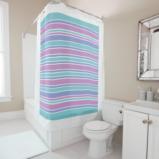 パステルパタストライプのーン シャワーカーテン (インサイチュ)