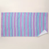 パステルパタストライプのーン ビーチタオル (正面)