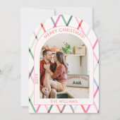 パステルパタ市松模様にーンメリークリスマスフォト 招待状 (正面)