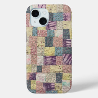 パステルパッチワークキルトのスマホケース iPhone 15ケース