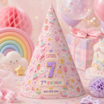 パステルパッチワークレインボー7歳の誕生日パーティー 女子