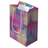 パステルパッチワーク抽象デザイン ミディアムペーパーバッグ (正面アングル)