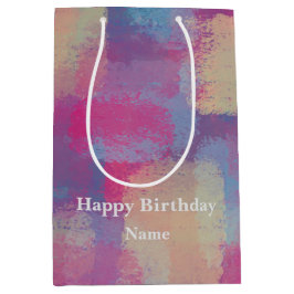 パステルパッチワーク抽象デザイン ミディアムペーパーバッグ