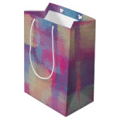 パステルパッチワーク抽象デザイン ミディアムペーパーバッグ (裏面アングル)