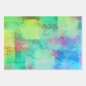 パステルパッチワーク抽象芸術ドリーミーアート3カラーウェイズ ラッピングペーパーシート (正面)