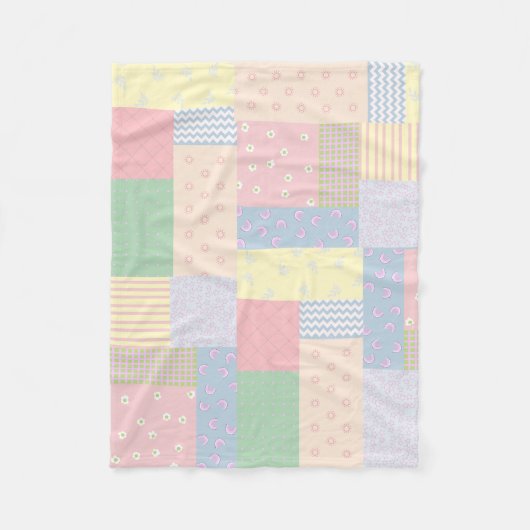 パステルパッチワーク フリースブランケット (正面)