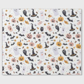 パステルパンプキンとハロウィンお洒落クリーチャー ラッピングペーパー (フラット)