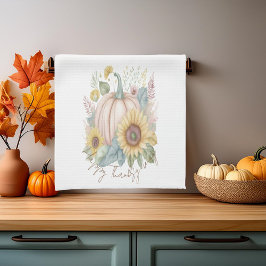 パステルパンプキンとボホフローラ カスタム キッチンタオル