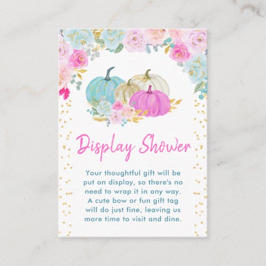 パステルパンプキンスフローラディスプレイベビーシャワー エンクロージャーカード (正面)