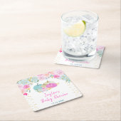 パステルパンプキンスフローラベビーシャワー スクエアペーパーコースター (インサイチュ)